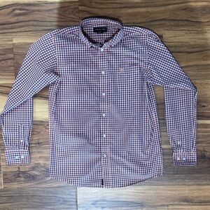 Ariat Kids Checkered Button Down Shirt - Navy and Orange